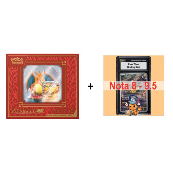 Pack creadores Contenido - Ultra premium charizard Figura + Pack Poke Woke 1 Carta Gradeada